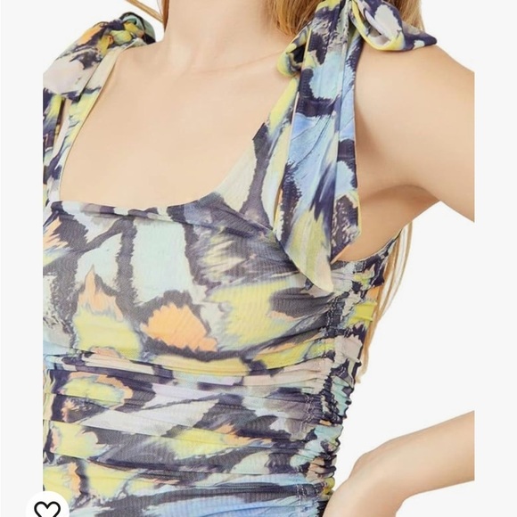 Free people Avenue tank mint combo colorful tie dye pattern tie sleeves mesh - Picture 3 of 8